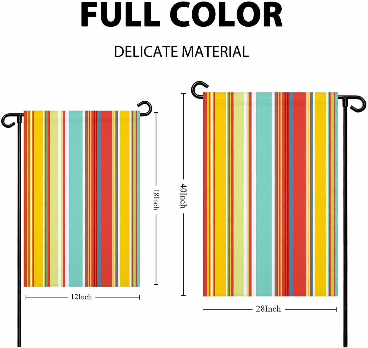 Welcome day Garden Flag for Outside Colorful Geometric Stripes Yard Flag Double Sided, Red Blue Yellow Lines Outdoor Seasona AAS