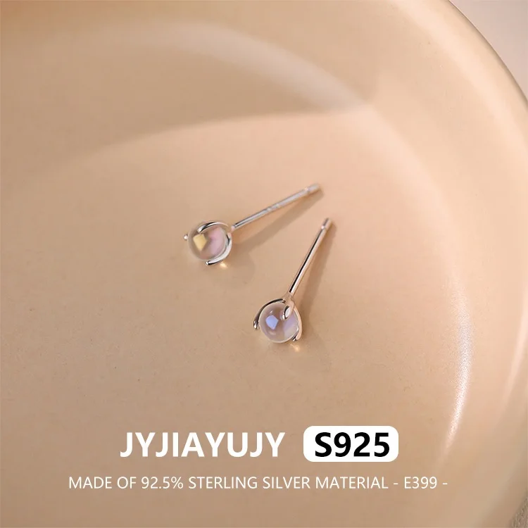 

JYJIAYUJY 100% Whole Original Sterling Silver S925 Stud Earrings Set With Colored Round Bead Fashion Jewelry Gift For Women E399
