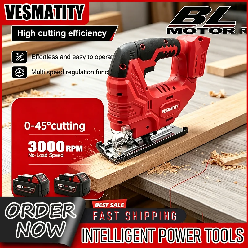 Curve Saw Brushless Cordless Electric Jig Saw Portable Adjustable Woodworking Power Tool for 18V Milwaukee Battery