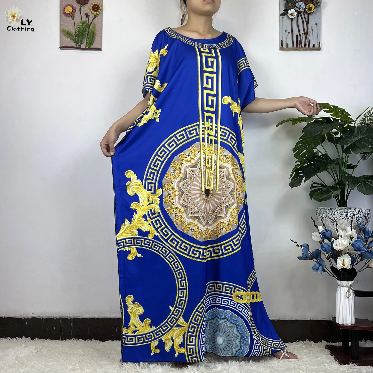 Muslim clothing Casual Dresses 2023 New African Dashiki Floral Printing Cotton Lady Summer Maxi Casual Dresses