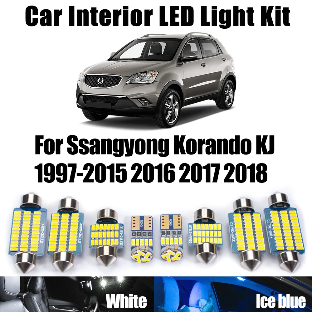 Canbus Vehicle LED Interior Map Dome License Plate Light Kit For Ssangyong Korando KJ 1997- 2017 2018 Car Trunk Bulbs No Error