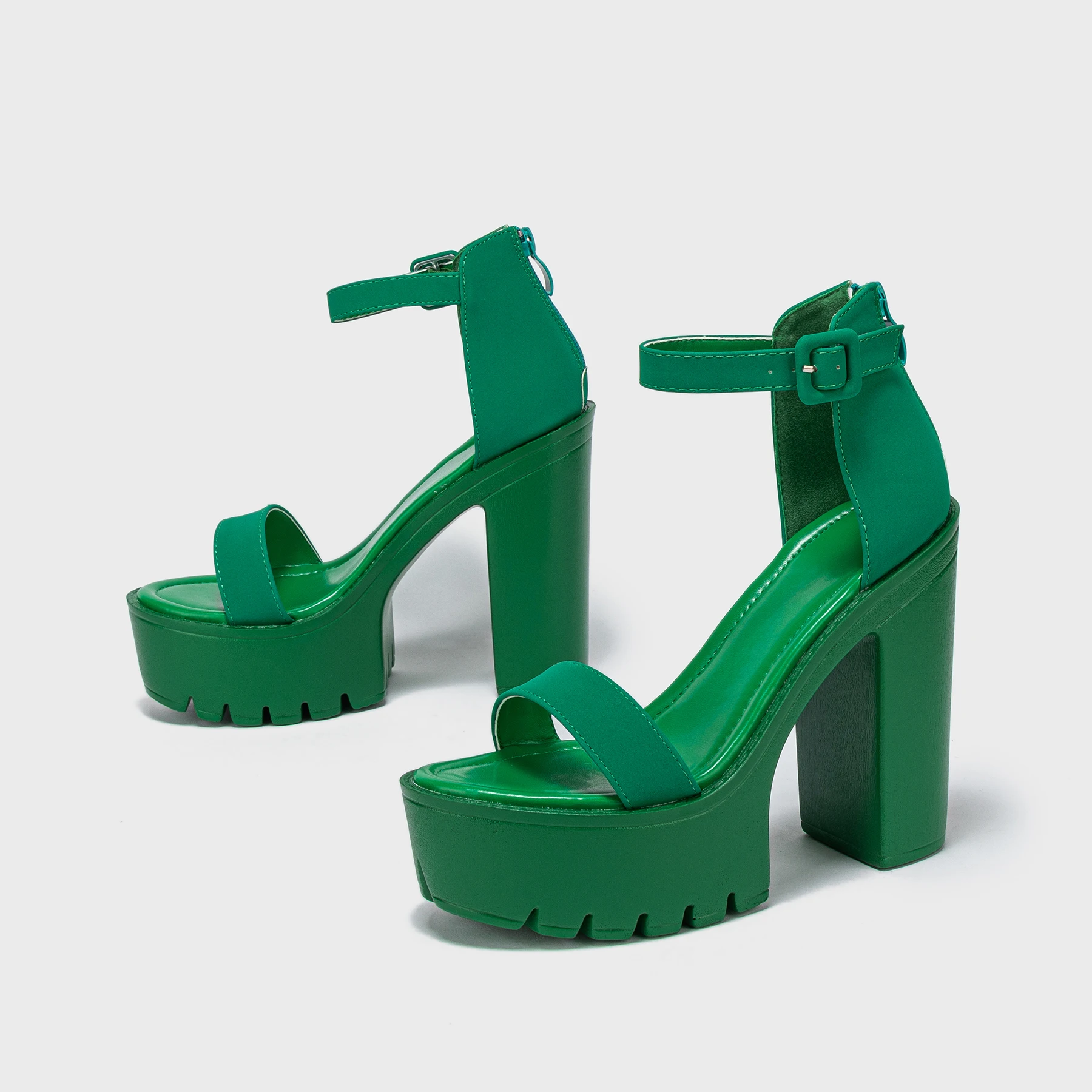 

2023 Summer Women's Sandals Dance Shoes Fashion Waterproof Platform Anti Slip Sole Thick Heel High Heel Green Sandals Large Size