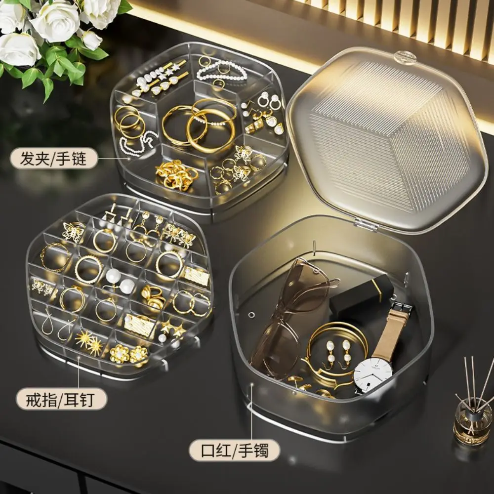 جديد صندوق تخزين المجوهرات البلاستيكية سعة كبيرة 3 طبقات علبة مجوهرات شفافة المحمولة عرض المجوهرات النساء فتاة
