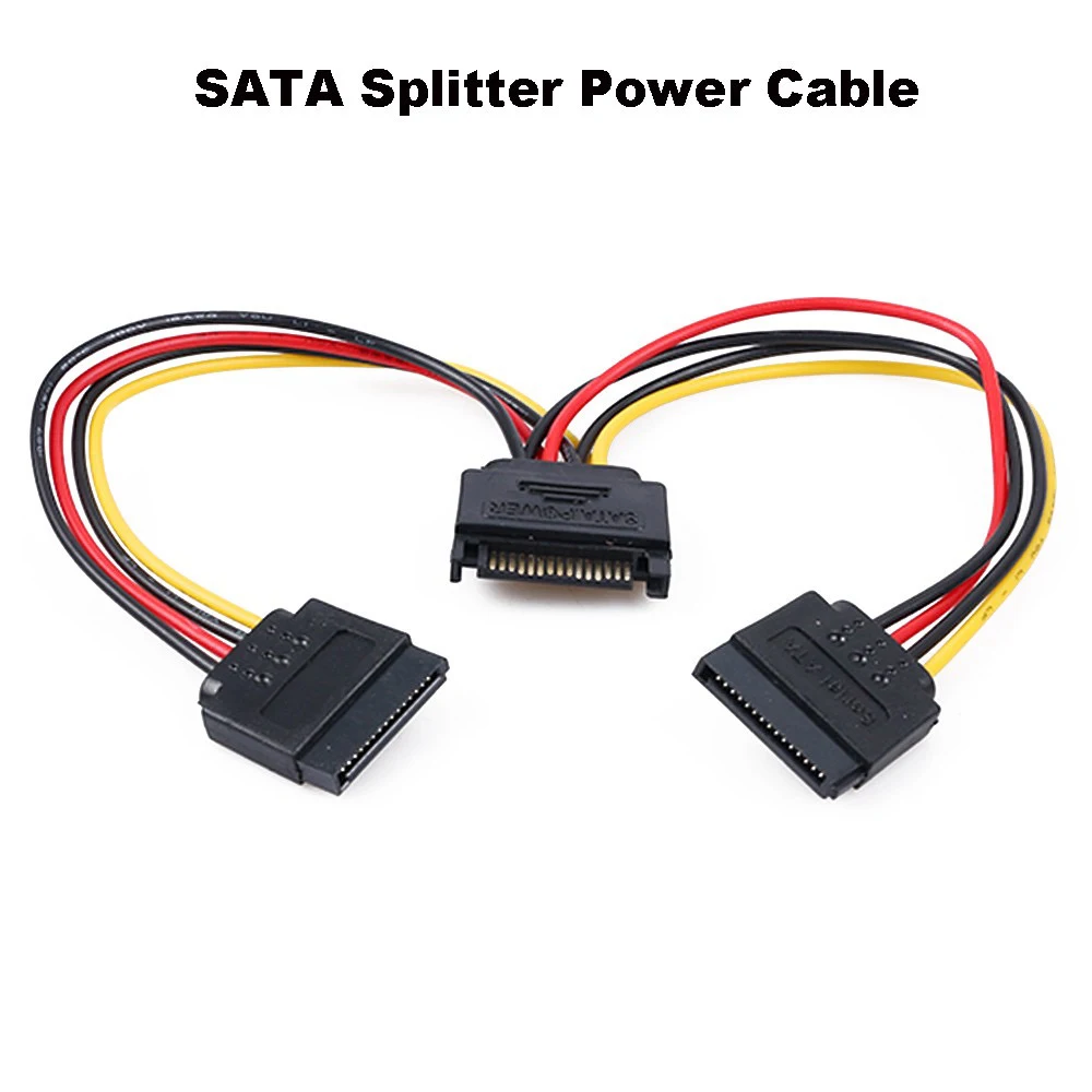 SATA II Hard Disk Power Cable 15Pin SATA Male To 2 Female Power HDD Splitter Connector 20CM Y 1 To 2 Sata Extension Cable Adapt