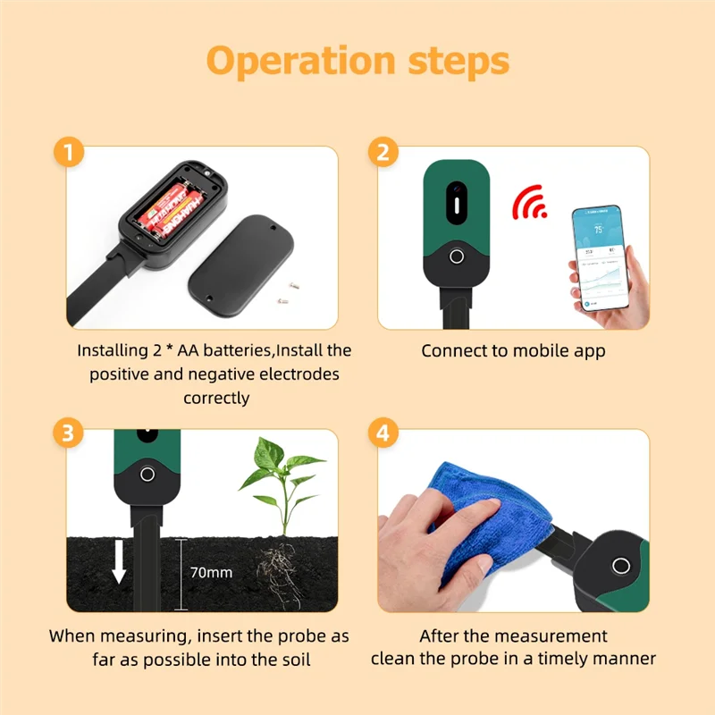 ABZV-Zigbee Tuya 土壌テスター土壌太陽光温度水分計植栽園芸温室用