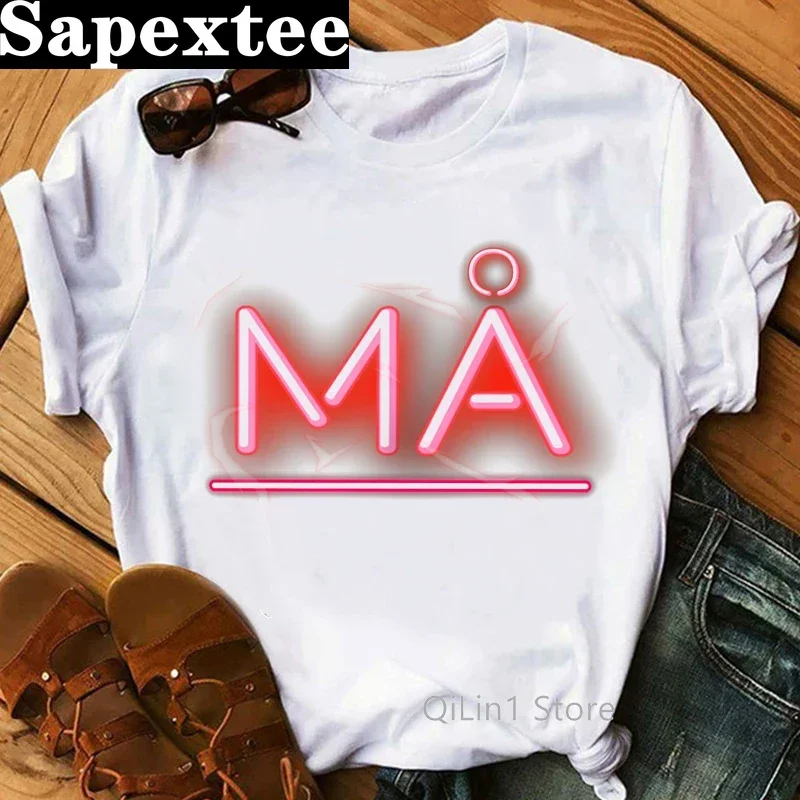 Maneskin ในฤดูร้อนที่น่ารักใหม่ผู้หญิงลำลอง Damiano David เสื้อผู้หญิงสีขาวแขนสั้นคอกลมสีขาว