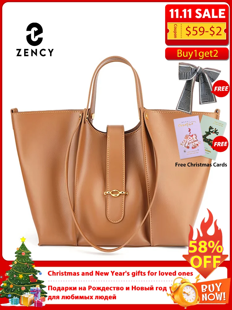 

Zency Luxury Brand Soft Geniune Leather Female Handbag High Quality Vintage Designer Tote Bag for Shopping Travel Big Purses