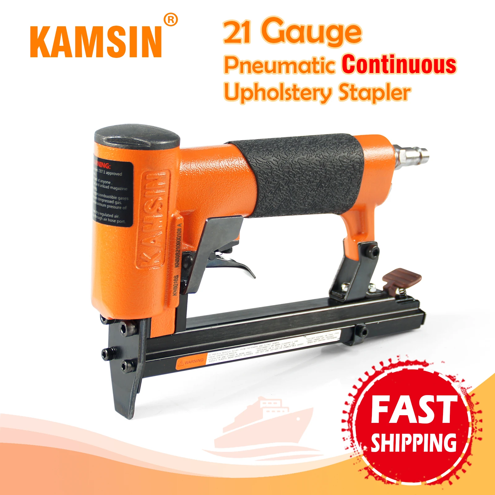 KAMSIN KN8016S 21 Gauge Pneumatic Continuous Firing Mode Upholstery Stapler for 80 Series 12.8mm Crown Staples, for Furniture