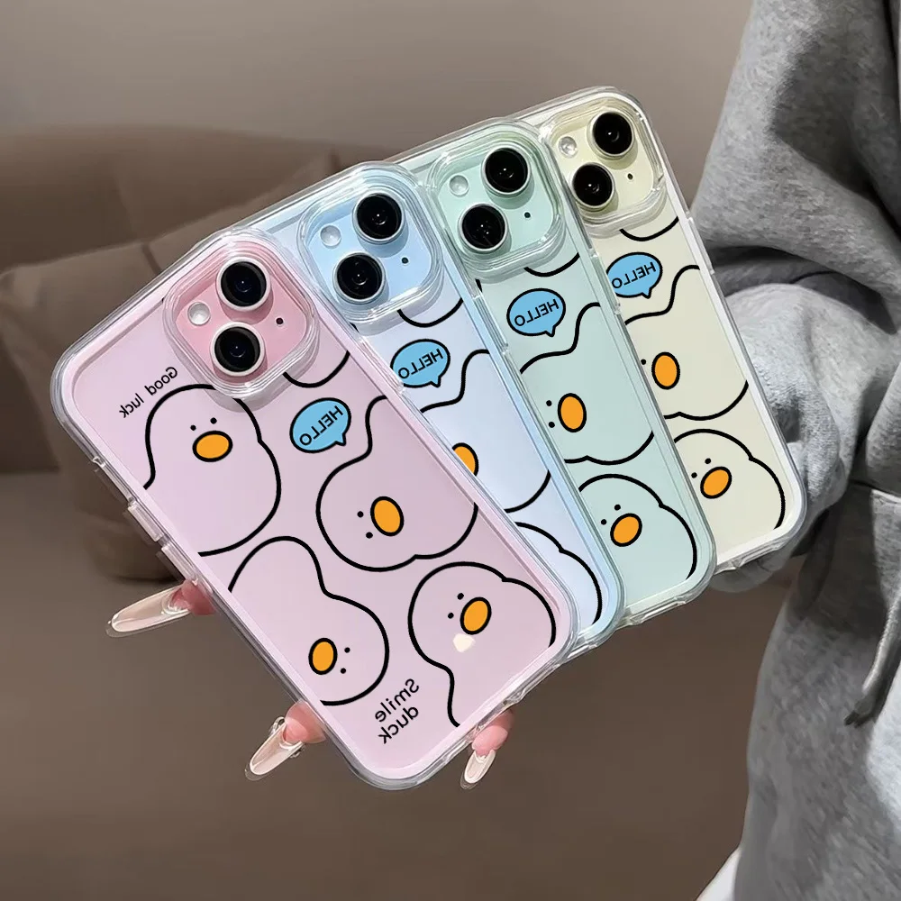 Niedliche gelbe Enten-Handyhülle für iPhone 17 13 16 15 11 12 14 Pro Max 17 Air XR X, Silikon 2-in-1 stoßfeste weiche Hülle – Detail 7