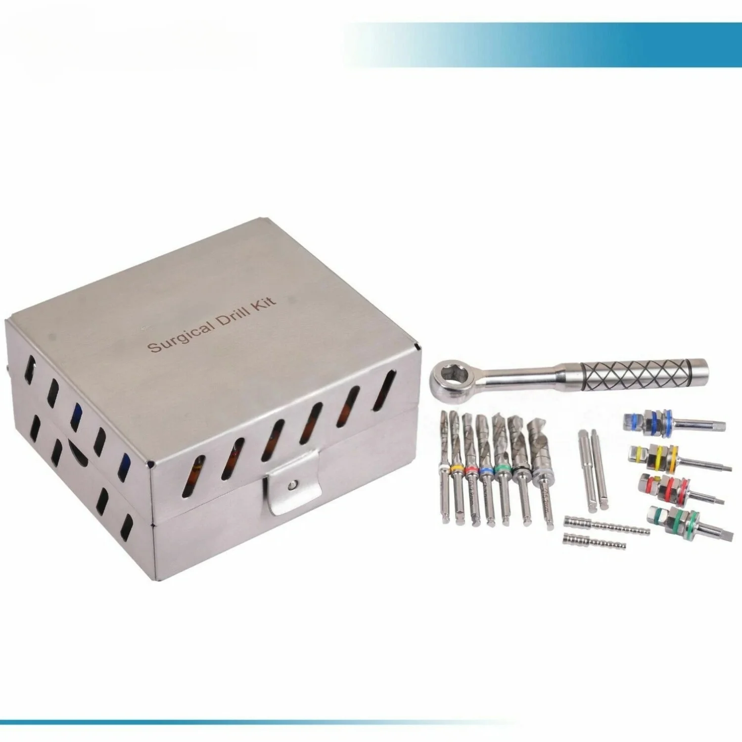 16pcs/1set Dental Implant  New Surgical Drill Kit Drills Drivers Ratchet Dental Instruments