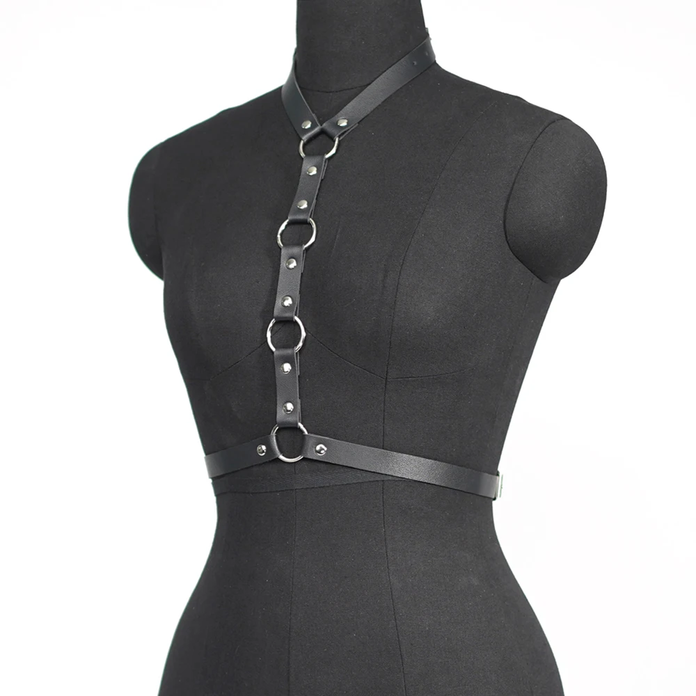 Sexy Leather Lingerie Harness Women Body Harness Belt Goth Clothing Suspenders for Women Fashion Fetish Wear Women Accessories