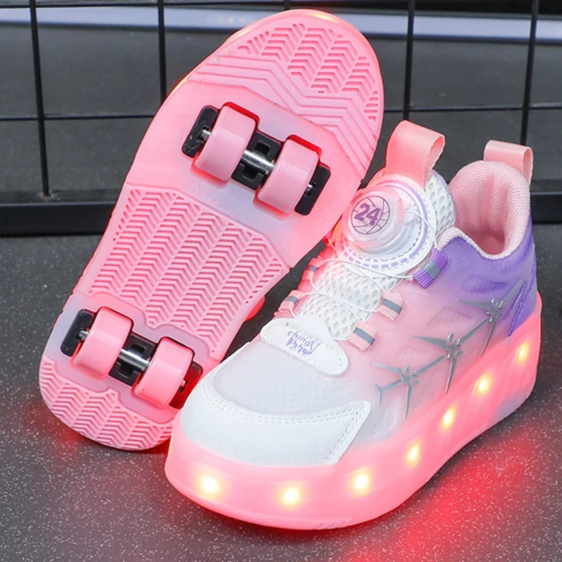 2024 zapatos deportivos para niños, zapatos de luz LED USB a la moda y transpirables, zapatillas de adiestramiento al aire libre para niños y niñas