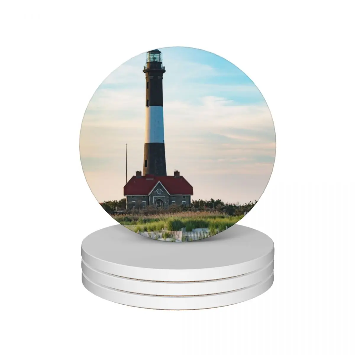 

Fire Island Lighthouse - Long Island Photography Ceramic Coasters (Set of 4) black for table teapot mat plate Coasters