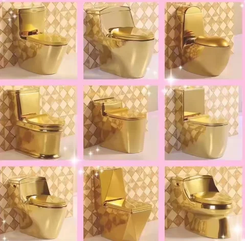 Sanitary Ware Suite Luxury Toilet Bowl Pedestal Wash Basin Sink Golden Toilet Ceramic Two Piece Toilet Set