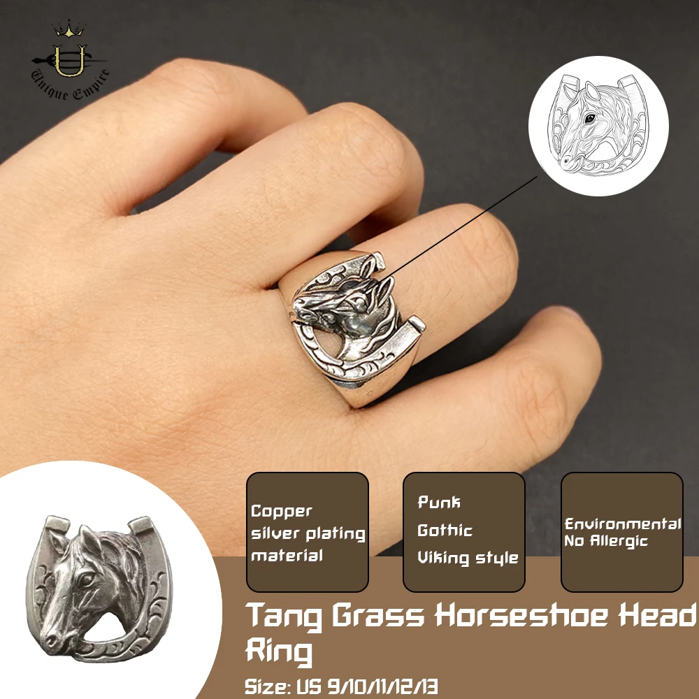 

Vintage Horse Head Ring Sterling Silver Adjustable Unisex Band Boho Equestrian Jewelry Unique Gift for Men & Women Hippie Party