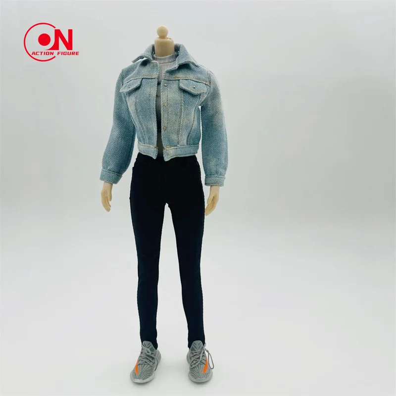 1/6 مقياس أنثى الجندي معطف قصير الدنيم سترة الملابس الإكسسوار يناسب 12 بوصة عمل نموذج لجسم دمية #2