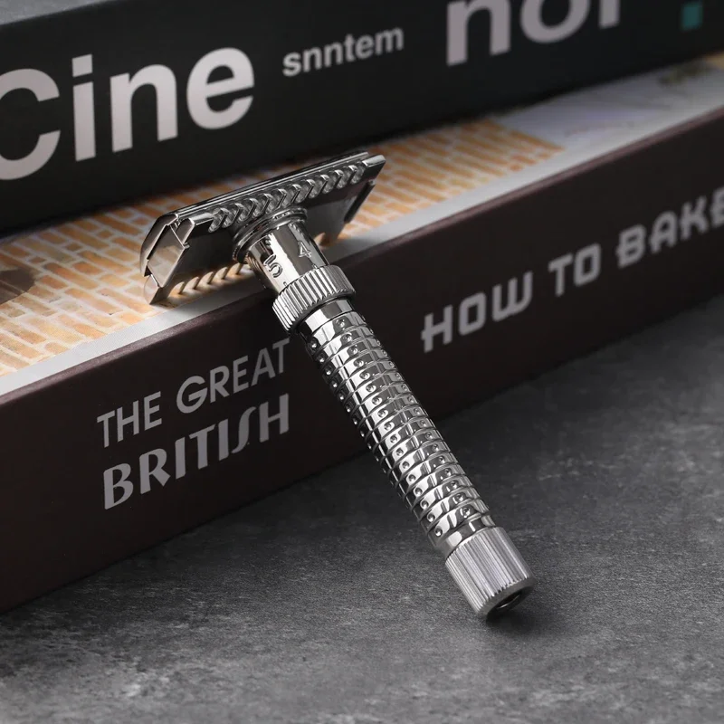 Yaqi Ultima-peine abierto de acero inoxidable para hombre, maquinilla de afeitar de seguridad ajustable, diseño de peine abierto portátil ligero, proporciona un afeitado preciso