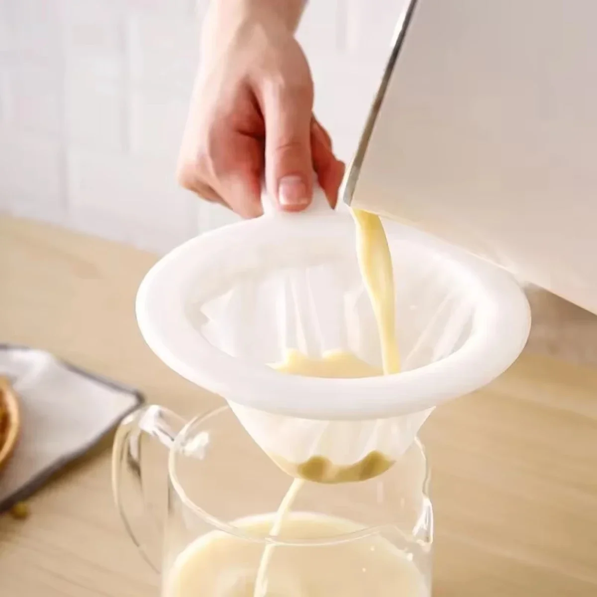 1pc 200/400Mesh Hand-held High Density Mesh Soy Milk Wine Filter Bag Nut Bag Tea Coffee Oil Yogurt Reusable Filter Net