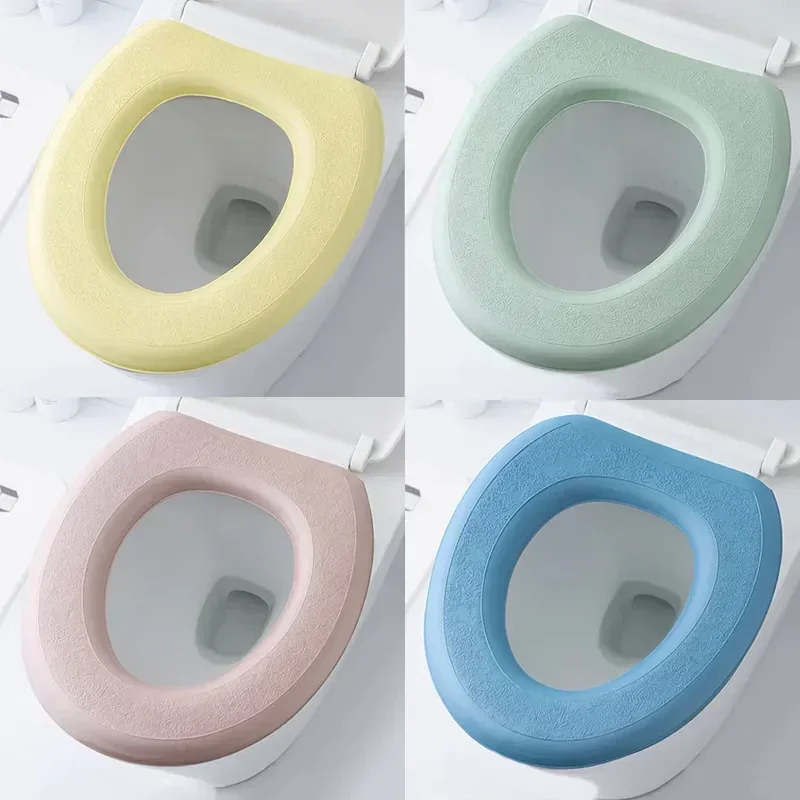 1pcs Washable Toilet Seat Cover Waterproof Sticker Foam Toilet Lid Cover Portable Silicone Toilet Cup Covers