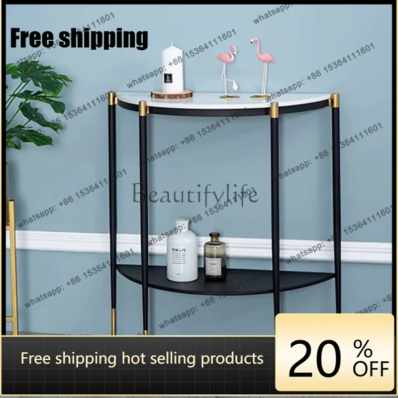 Mesas Consola Modernas Nórdicas XX, Mesas Consola Minimalistas de Metal Delgadas con Forma de Media Luna, Elegantes Mesas Consola Premium para Muebles de Sala