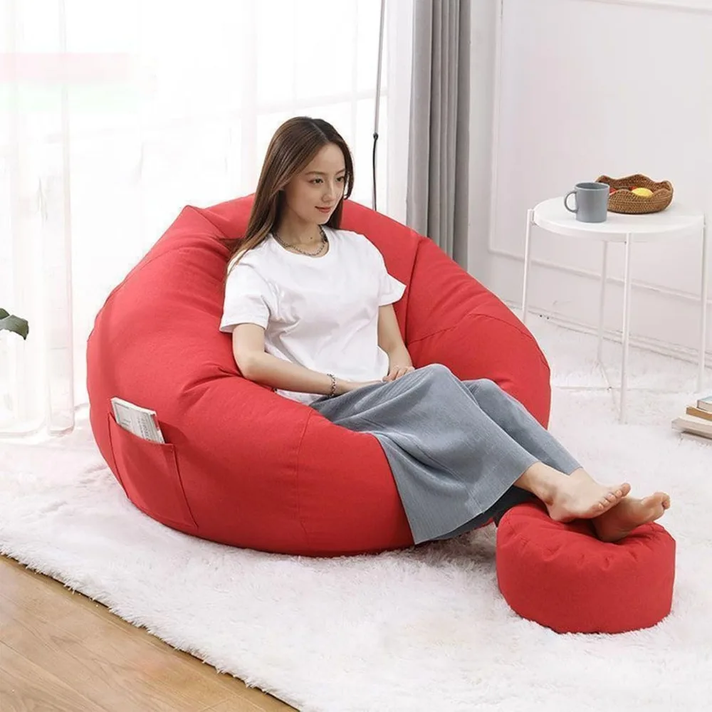 2 Pcs Stuffed Storage Bean Bag Chair Cover (there Is Filler) For Adults Bean Bag Cover Beanbag Chair, Fluffy Beanbags Chair Couc
