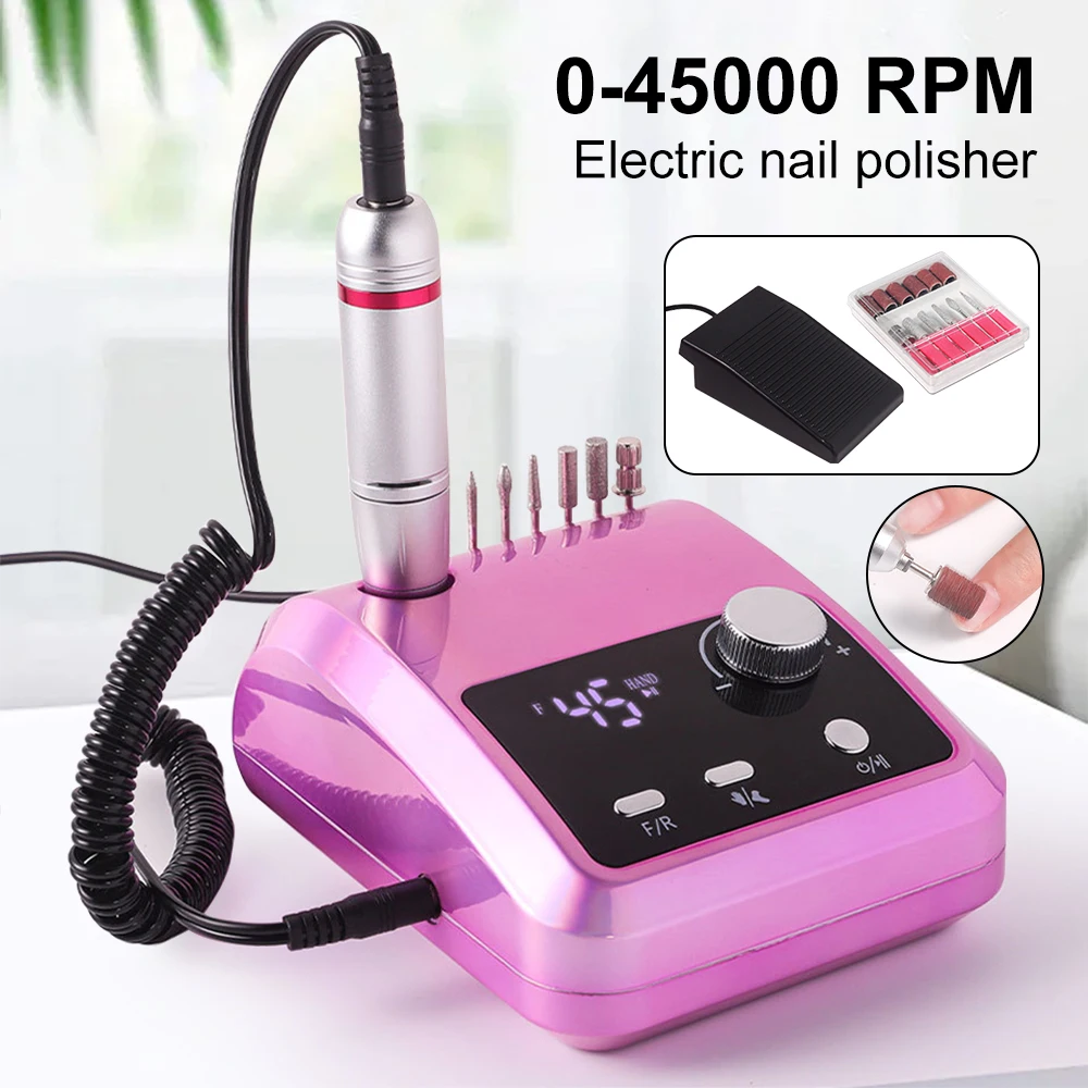 

45000 RPM Electric Nail Drill Machine High Quality Electric File HD Display Metal Manicure Pen Professional nail lathe Sander