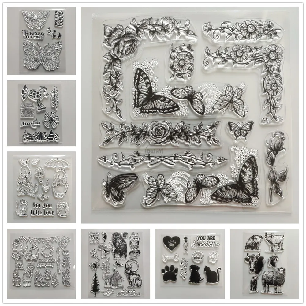 (22 Styles) NEW Animals Clear Stamps Silicone Seals Ink Pad Stamping Scrapbooking Crafts Supplies Stencils for Album