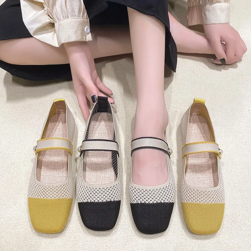 

2025 Casual and Comfortable Retro Square Toe Mary Jane Shoes for Women Summer Woman Flats Social Fashion Elegant Dress Shoes
