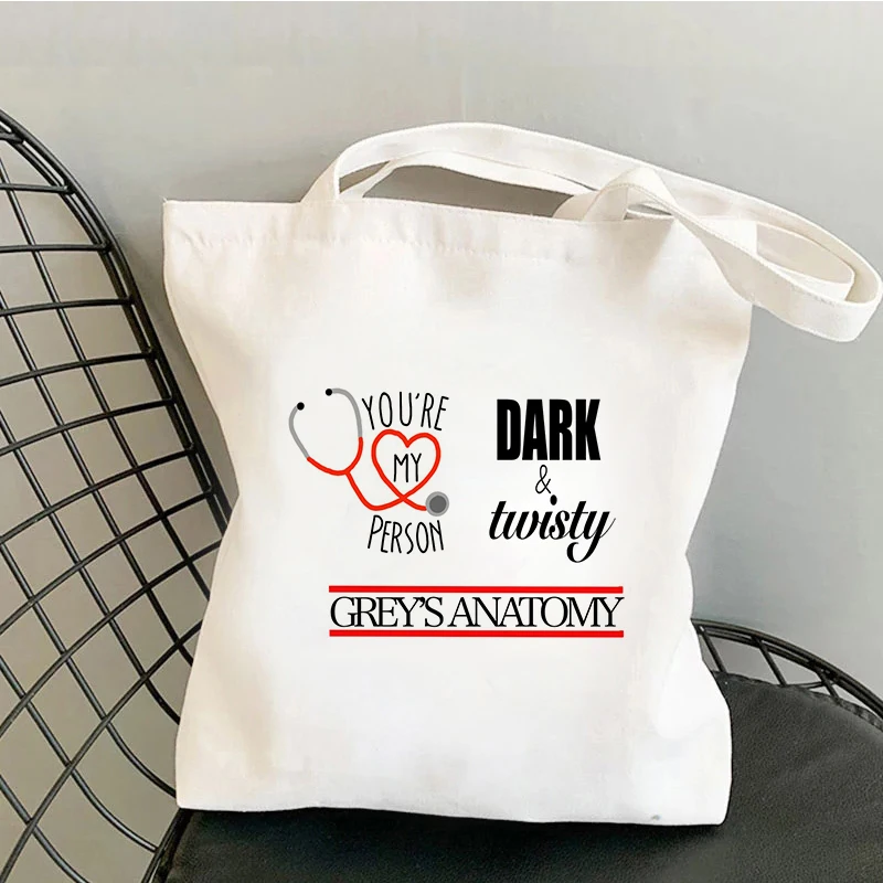 Greys Anatomy Shopping Bag Tote Canvas Handbag Reusable Bolsa Canvas Bag Woven Shoping Bag