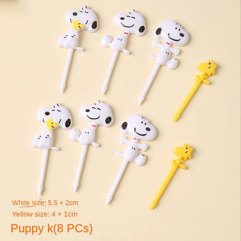 Snoopy Mini Fork Kids  Fruit Fork Bento Box Decoration Snack Cake Dessert Lunch Bento Accessories Forks Food Grade Plastic Cute