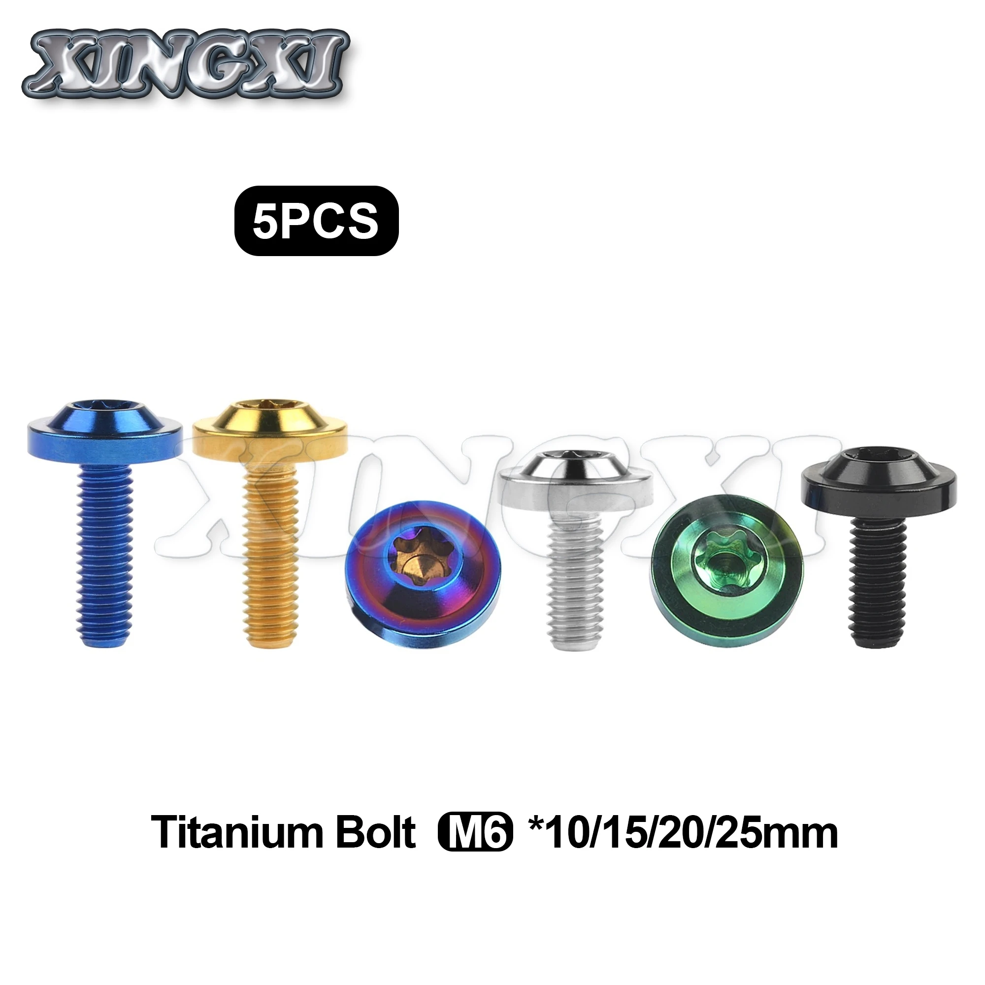 Xingxi 5PCS Titanium Alloy Bolt M6x10 15 20 25mm Torx Head Screw Locomotive Housing Bolt