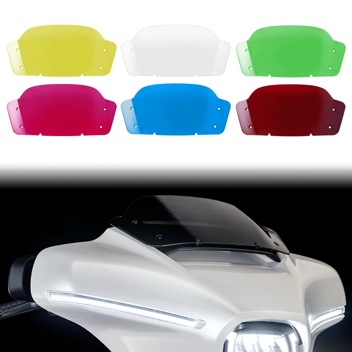 

Red Yellow Blue Clear 10" Windshield Windscreen For Harley Davidson Touring CVO Street Glide 2023-2025 FLHXSE Ultra 2025 FLHXU