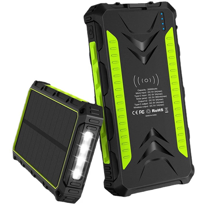 

30000mAh Wireless Solar Power Bank Portable 3A Fast Charging Powerbank for iPhone 16 Samsung Xiaomi Poverbank with Camping Light