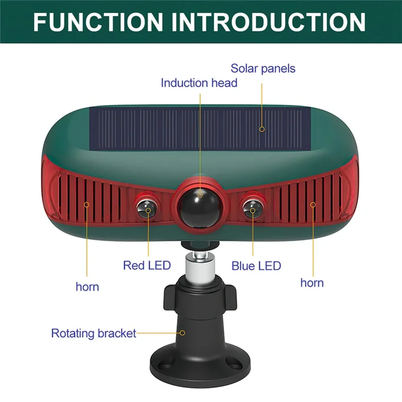 A73E-Solar Motion Sensor Alarm Solar Sensitive PIR Motion Sensor Barking 129Db Sound Warning