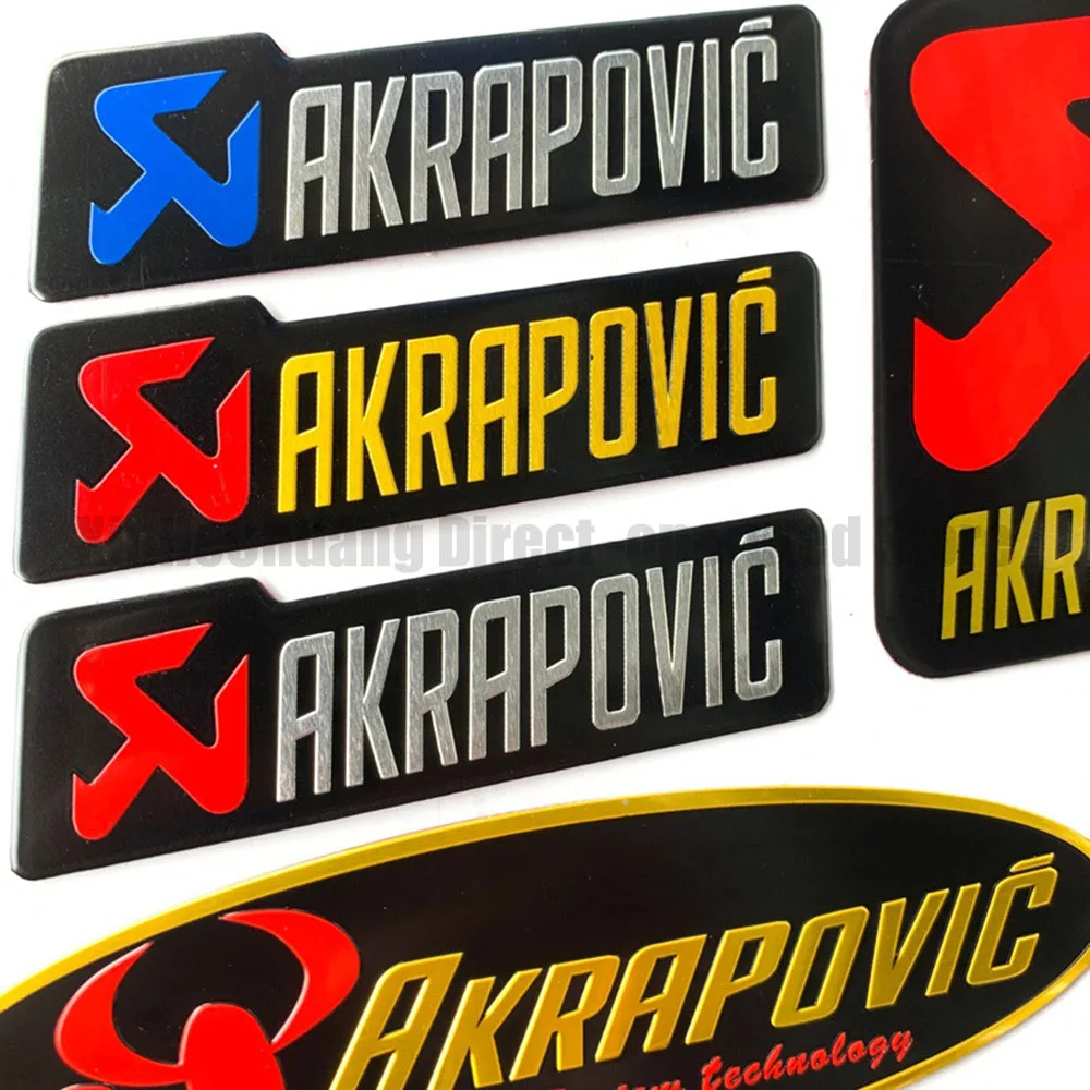 For Akrapovic Exhaust Pipe Metal Aluminum Label Stickers Motorcycle Scooter Dirt Bike Modification Parts Decor Decals