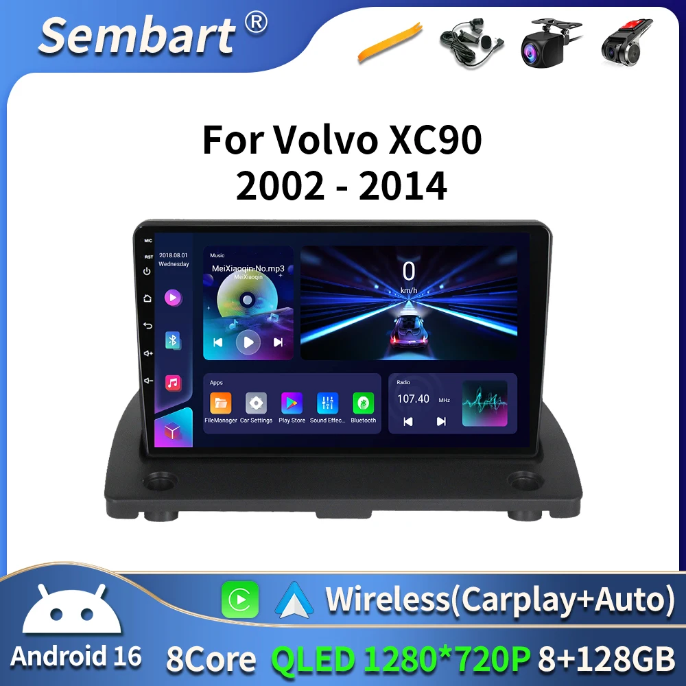

Android 16 For Volvo XC90 C 2002 - 2014 Carplay Auto 4G+WIFI GPS Car Radio Navigation Multimedia Video Player Stereo BT DVD