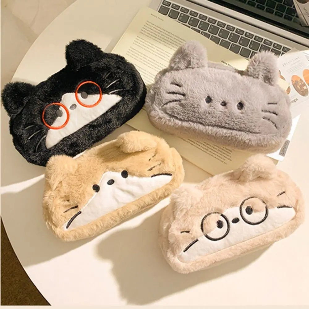 Trousse à crayons amusante pour enfants, motif chat de dessin animé, mignonne et kawaii, sac de rangement pour papeterie, grande capacité, sac de papeterie pour chat, utilisation par les étudiants