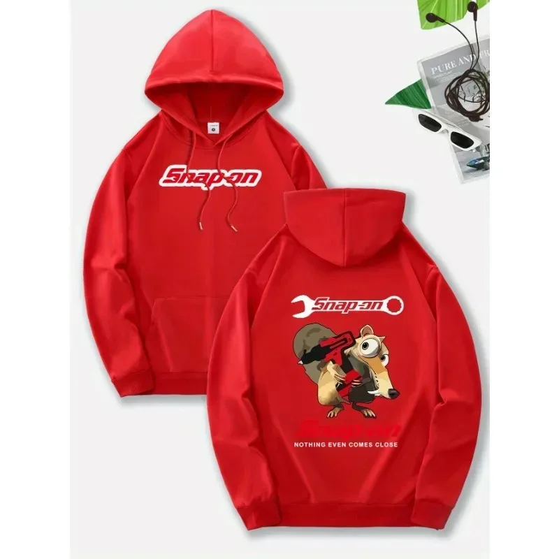 Snap on's new men's fashionable hoodie with a casual front pocket and a slightly elastic drawstring, suitable for all seasons
