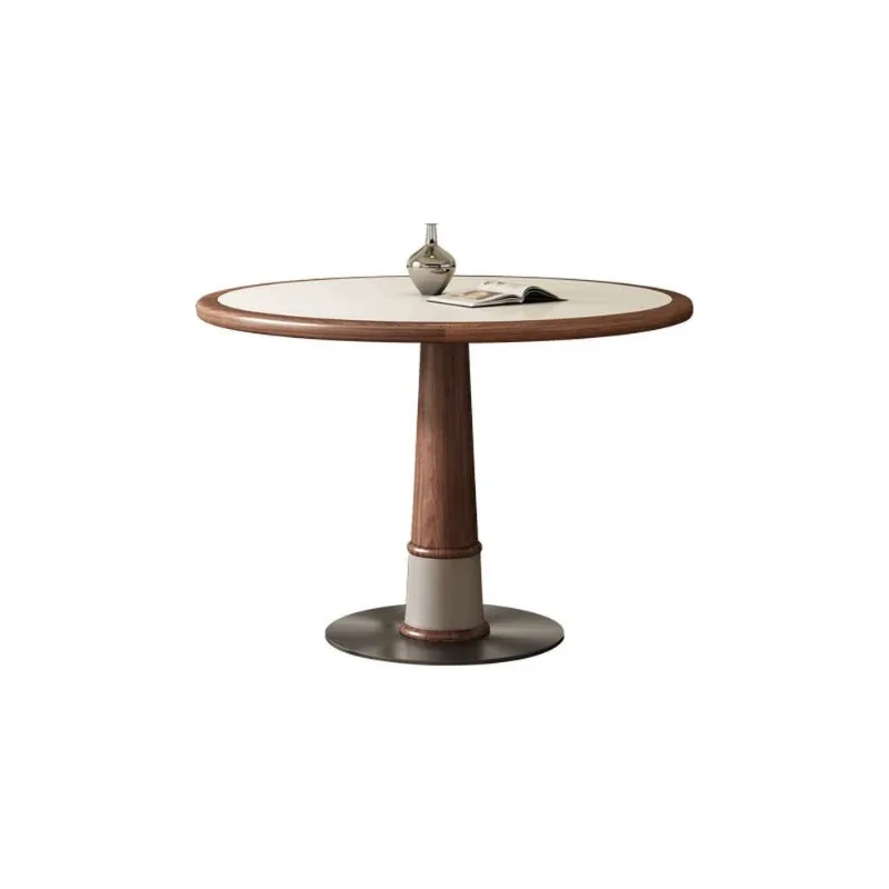 โต๊ะอาหารไม้จริงสไตล์ยุคกลาง ขนาดเล็ก ลายแมลงปอ ไม้สีวอลนัท