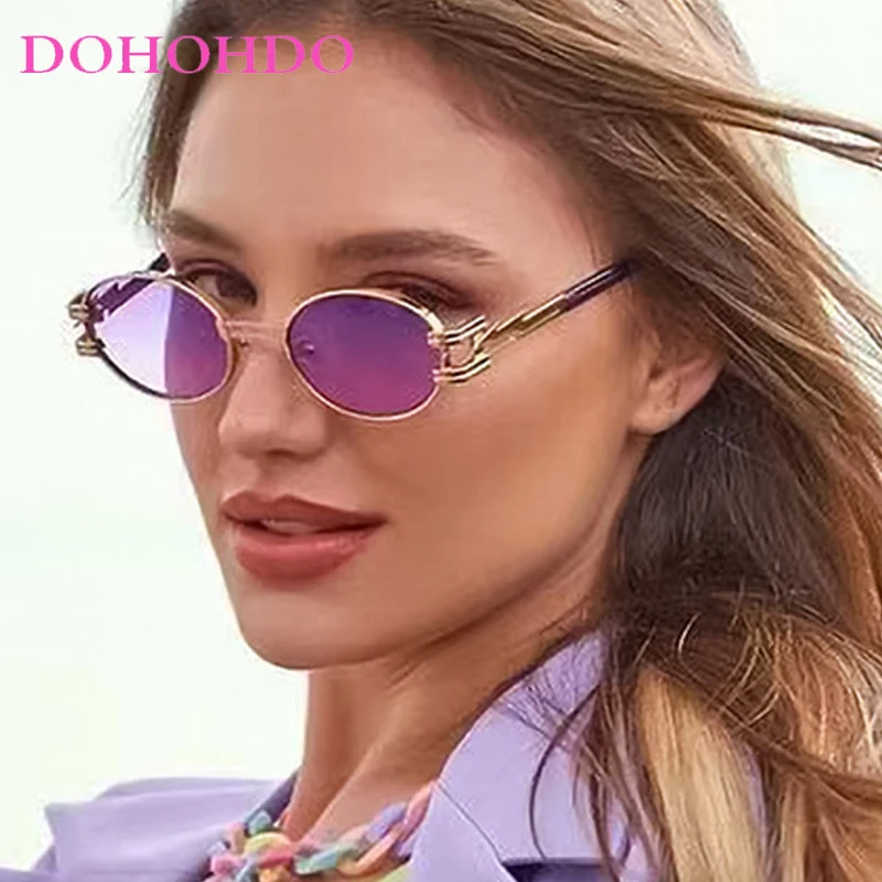 

Cyberpunk Y2K Sunglasses Women Men Futuristic Hip Hop Lightning Decorative Retro Oval Trendy Outdoor Street Sun Glasses UV400