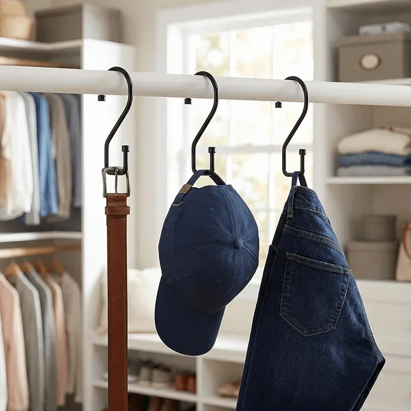 S-Shaped Hook, Heavy Duty Mini S-Hook, Reversible Black Metal S-Hook, Suitable for Kitchen, Bathroom, Garden, Indoor, Outdoor