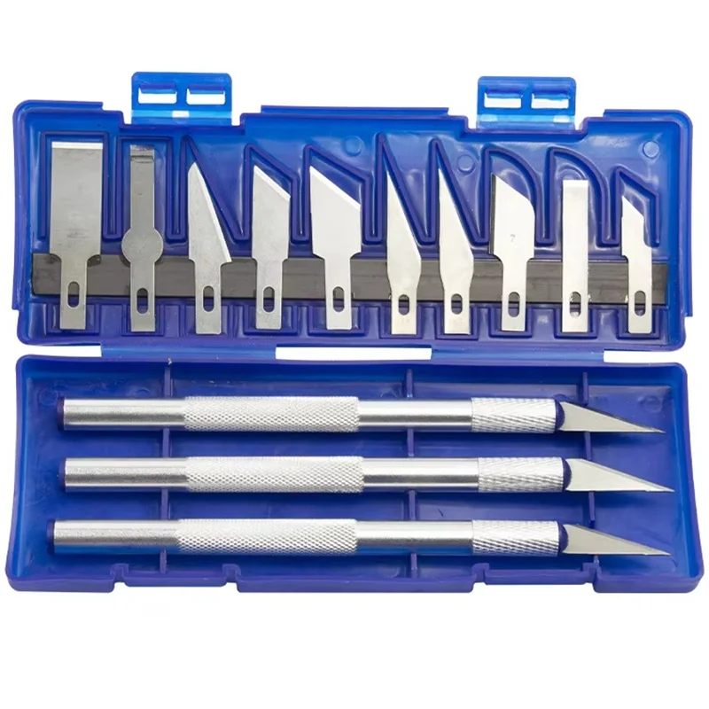 13pcs Aluminum Alloy Carving Knife Tool Set Metal Carving Knife Pen Art Style Seal Paper-cut Model Making Handmade Products Tool