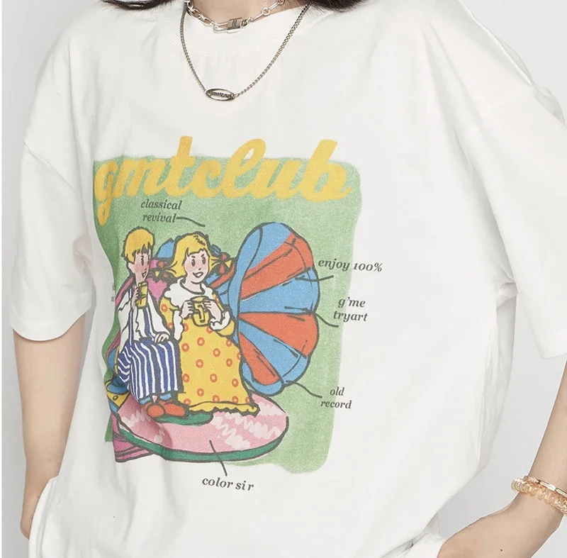 Estate a maniche corte Anime Kawaii vestiti Hip Hop magliette giapponese femminile sciolto Harajuku donne t-shirt ragazza Tees carino bianco top