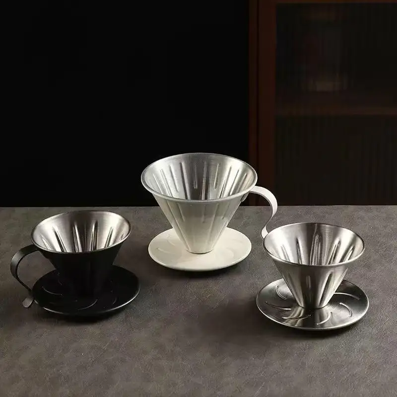 V Shaped Coffee Filter 304 Stainless Steel V01 V02 Hand Brewed Coffee Filter Pour Over Drip Coffee Funnel Dripper Strainer Cup