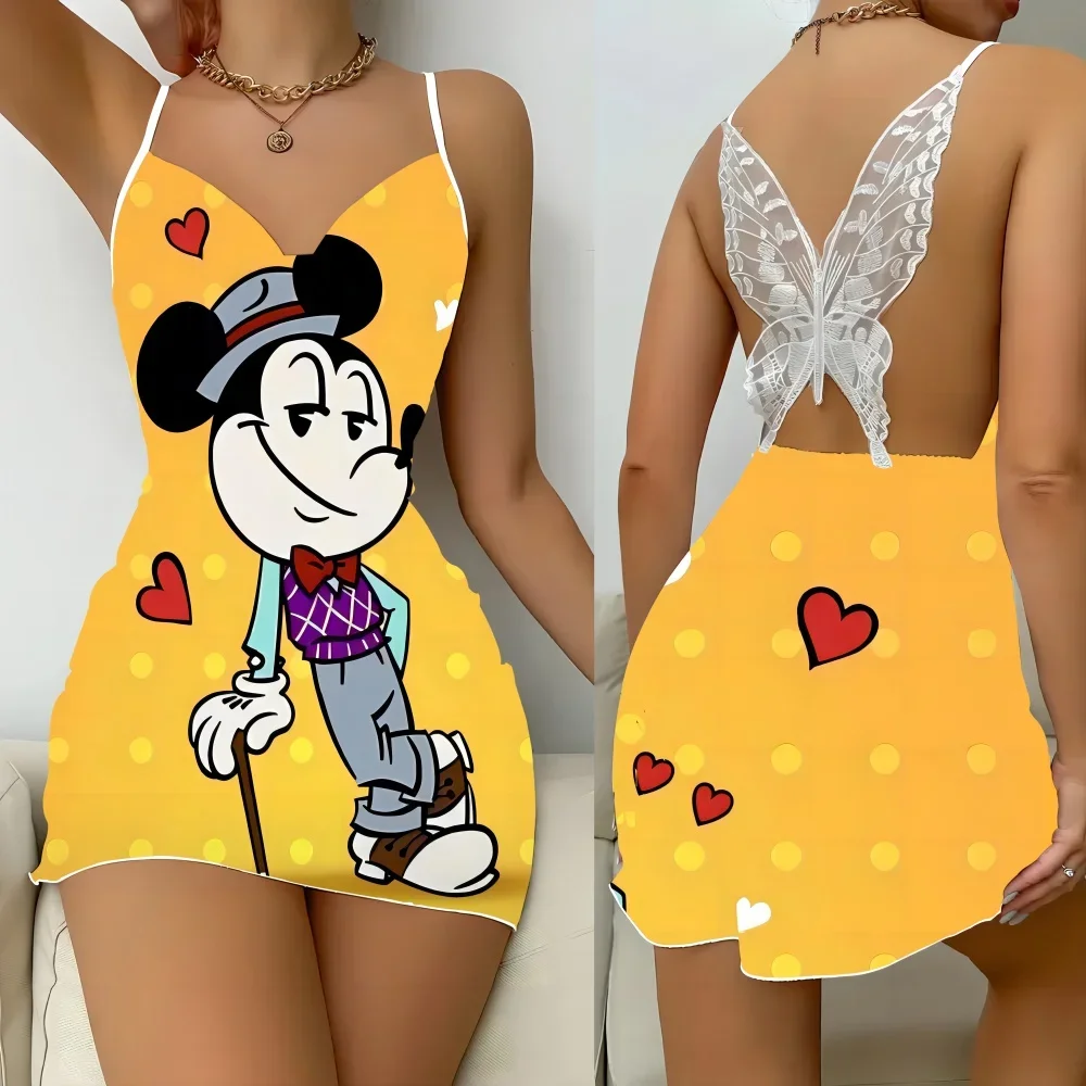 2024 Sexy Fashion Nightgown for Women New Summer Sleevesless Female Home Dresses Cartoon Pattern Women's Pajama Free Shipping