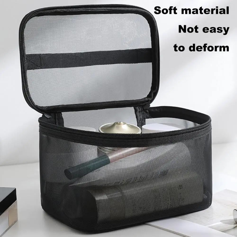 Cosmetic Storage Bag Hollow Mesh 1/2 Layer Shower Tote Travel Business Trip Home Office School Travel Toilet Requisites Handbag