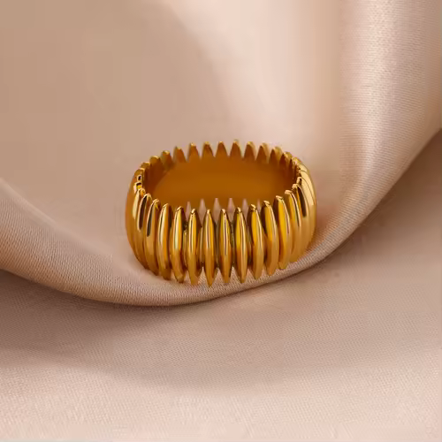 Gothic Stripe Rings for Women Stainless Steel Gold Color Ring Vintage Couple Band Aesthetic Jewelry Finger Accessories anillos - Image 4