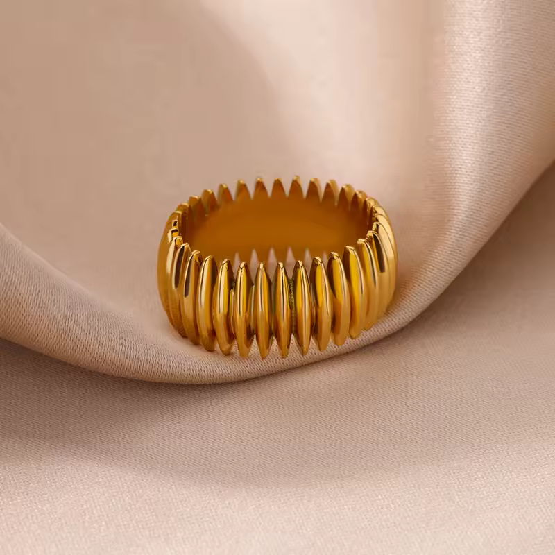 Gothic Stripe Rings for Women Stainless Steel Gold Color Ring Vintage Couple Band Aesthetic Jewelry Finger Accessories anillos - Image 4