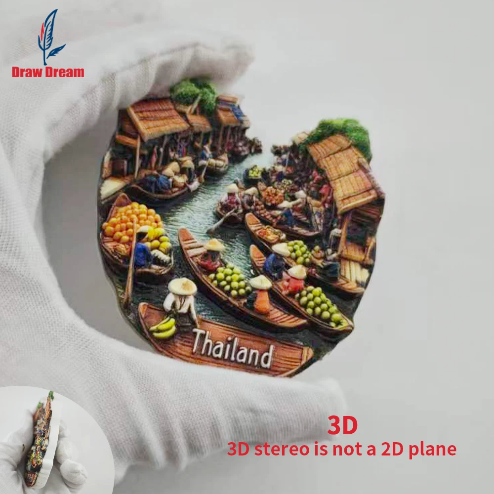 Imán para refrigerador con relieve 3D creativo tailandés, colección de recuerdos de viajes por el mundo, adecuado para decoración del hogar y la oficina, recuerdo de viaje exclusivo personalizado, imán magnético para r