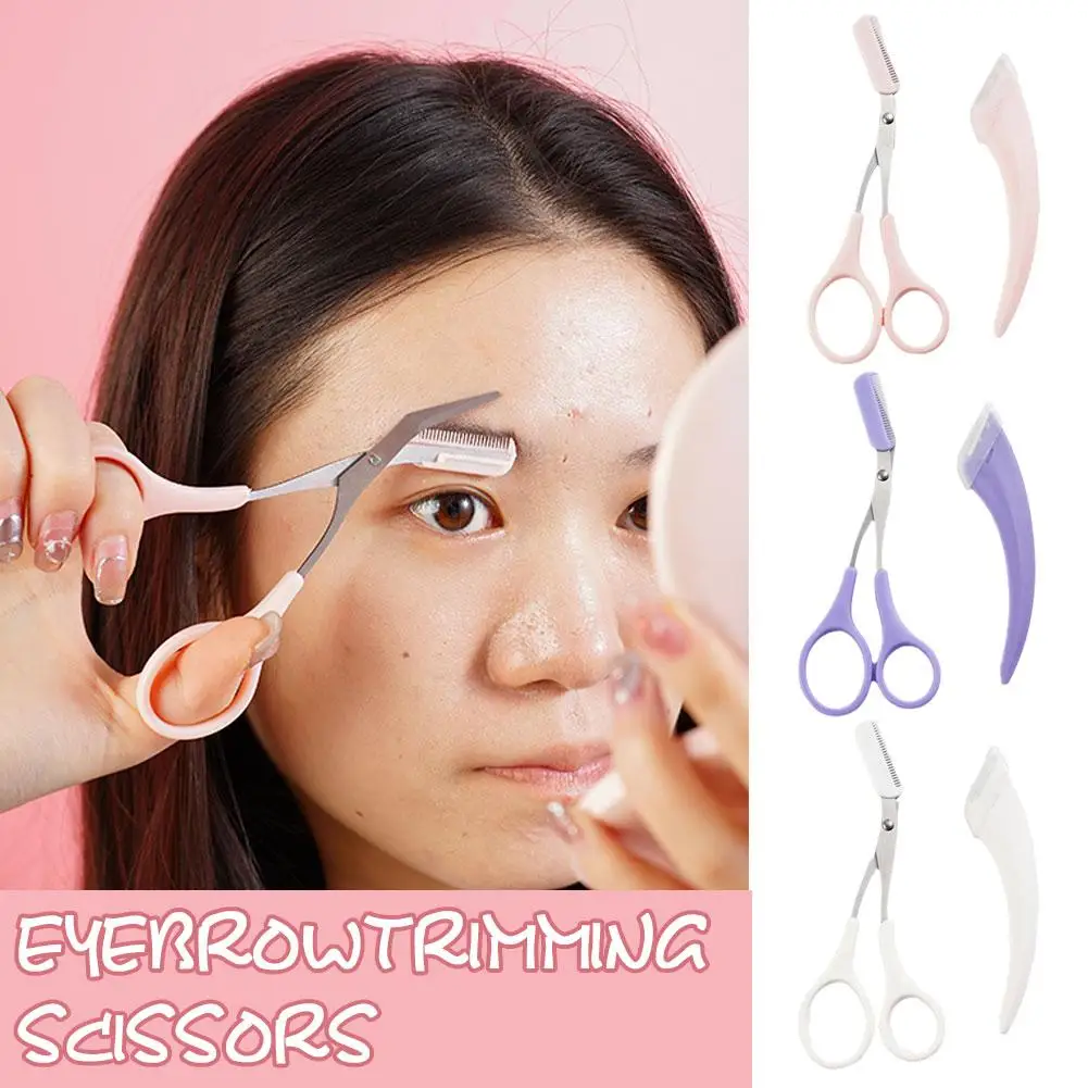 Afeitadora de cejas curvada profesional, tijeras con peine, herramienta de maquillaje, accesorios de depilación